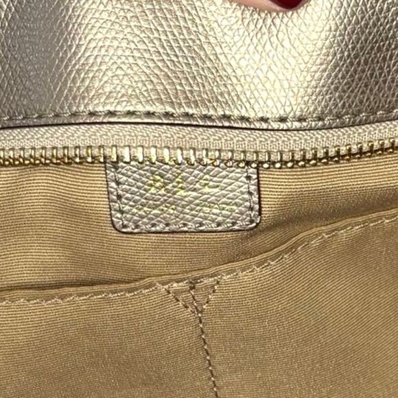 Ralph Lauren Whitby Metallic Gold Leather Tote Shoulder Bag Purse | Classic - Picture 8 of 14